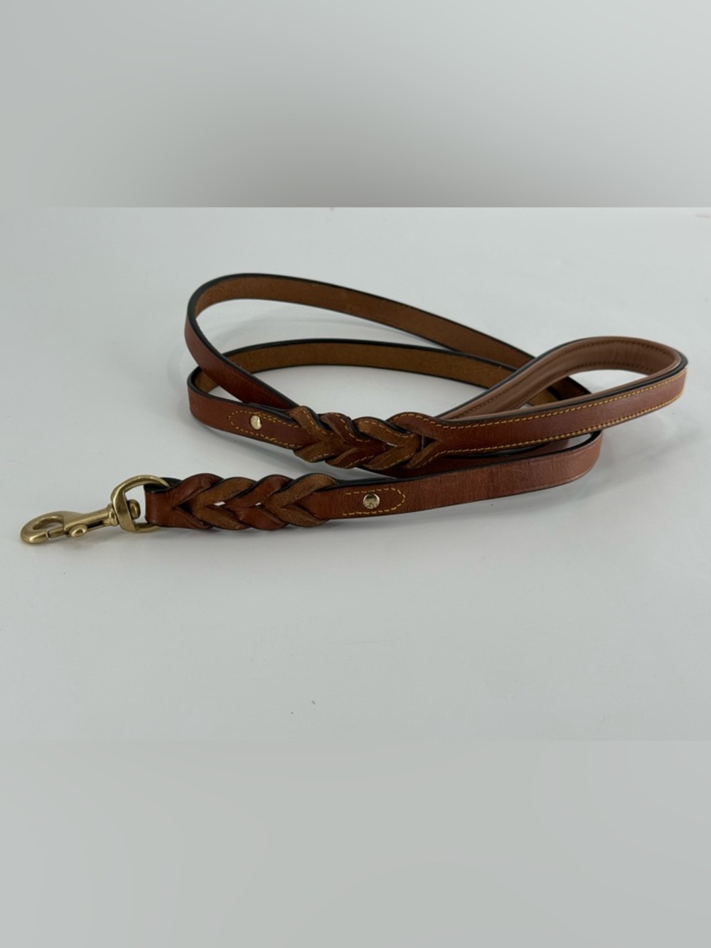 Soft‎ Touch Leather & Brass Dog Leash 6ft.